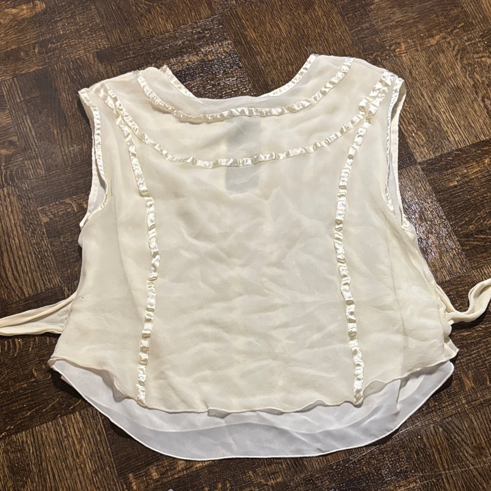 Ivory Ruffle-Trim Chiffon Camisole - Picture 2 of 3